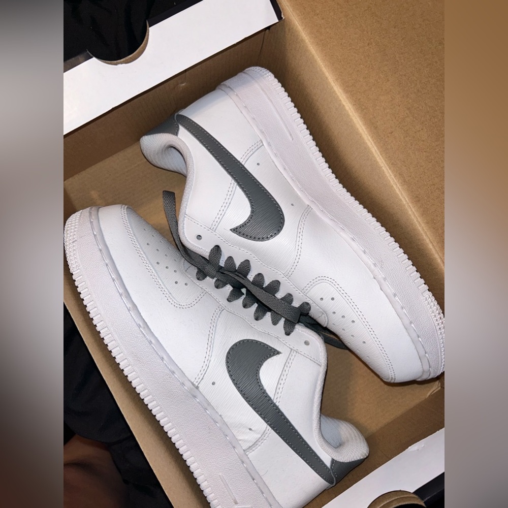 White and grey airforce ones🐐🖤